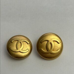 Vintage CHANEL Gold Round cc logo buttons set of 2
